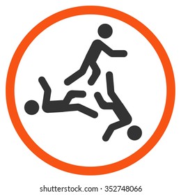 Moving Men vector icon. Style is bicolor flat circled symbol, orange and gray colors, rounded angles, white background.