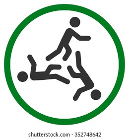 Moving Men vector icon. Style is bicolor flat circled symbol, green and gray colors, rounded angles, white background.