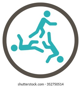 Moving Men vector icon. Style is bicolor flat circled symbol, grey and cyan colors, rounded angles, white background.