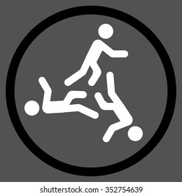 Moving Men vector icon. Style is bicolor flat circled symbol, black and white colors, rounded angles, gray background.