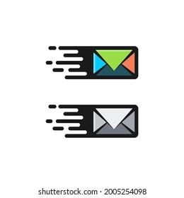 Moving modern letter icon, envelope symbol vector in two different color styles
