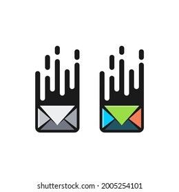 Moving modern letter icon, envelope symbol vector in two different color styles