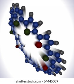 Moving molecule - science concept, vector illustration
