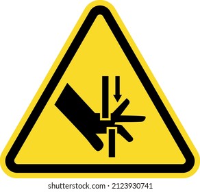 Moving Parts Can Crush Or Cut Hand Warning Sign. Industrial Safety Signs And Symbols.