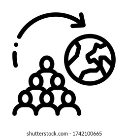 moving people around planet icon vector. moving people around planet sign. isolated contour symbol illustration
