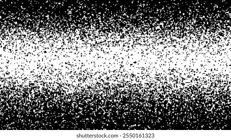 Moving pixel code. Scattered mosaic. Monochrome chaos. Vector halftones.