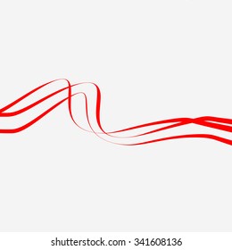 Moving red and white lines, abstract background. The illusion of perspective.