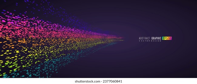 Moving ribbons composed of countless colorful dots, vector graphics.