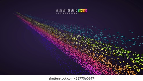 Moving ribbons composed of countless colorful dots, vector graphics.