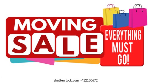 Moving sale banner or label for business promotion on white background,vector illustration