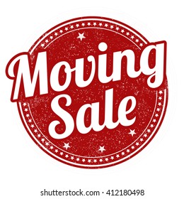 Moving sale grunge rubber stamp on white background, vector illustration