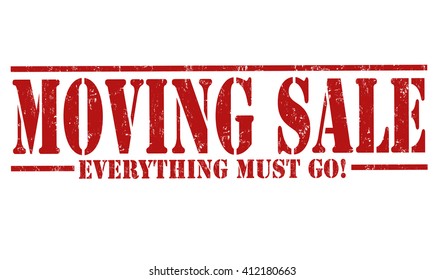 Moving sale grunge rubber stamp on white background, vector illustration