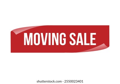 Moving sale red ribbon label banner.