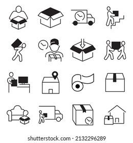 Moving Service icons set . Moving Service pack symbol vector elements for infographic web