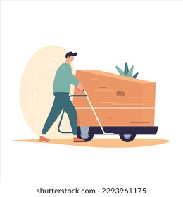 Moving Service Illustrations. Transport Service Of Things Illustrations. Home Shift Service Banner Vector. Delivery Service. Illustration for for delivery or global logistics. Flat vector art