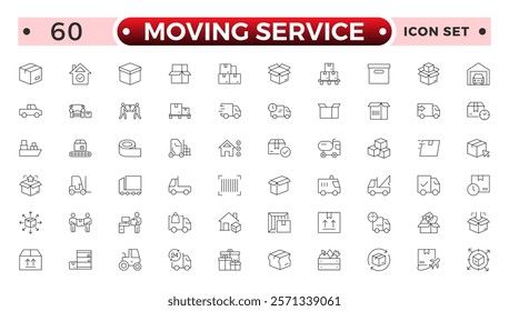 Moving Service outline icon. Set of Delivery and logistics web icons in line style. Courier, shipping, express delivery, tracking order, support, business.
