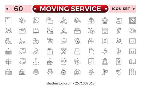 Moving Service outline icon. Set of Delivery and logistics web icons in line style. Courier, shipping, express delivery, tracking order, support, business.
