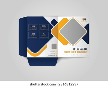 
Moving service Presentation folder for files, Business Presentation Folder Template For House moving folder design with abstract branding graphics vector set.
