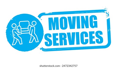 moving services blue grunge stamp isolated on white background
