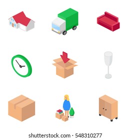 Moving Services Isometric Vector Icons Set