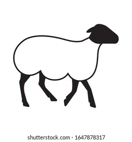 Dibujo vectorial en blanco y negro de ovejas en movimiento