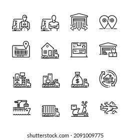 Moving, shipping, square icon set