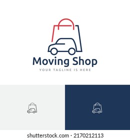 Moving Shop Car Vehicle Simple Line Logo