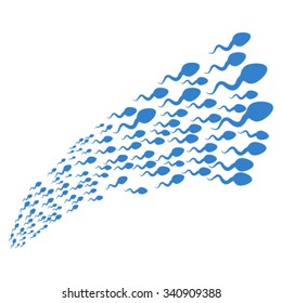 Moving Spermatozoid Source vector illustration. Style is cobalt flat objects, white background.