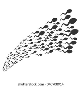 Moving Spermatozoon Concurrence vector illustration. Style is gray flat objects, white background.