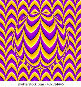 Moving sphere on a yellow background (optical illusion of movement)