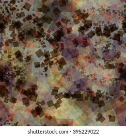 Moving squares. Dark spots on a black background. Abstract seamless template. Vector. Background easy to edit