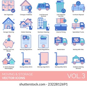 Moving and Storage Icons including Appliance Delivery, Background-Checked Employees, Business Cleaning, Business Storage Services, Change Of Address, Custom Moving Experience