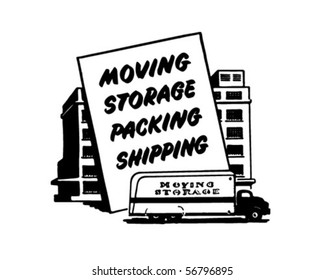 bewegliche Aufbewahrung und Verpackung - Unterschrift - Retro-Clip-Art