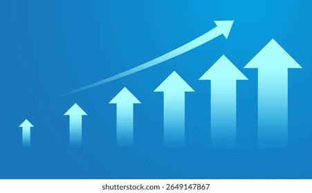 Trends nach oben Pfeilkonzepte auf hellblauem Hintergrund, die die Geschäfts-, Finanz- und Börsenkonzepte zeigen, Vektorgrafik