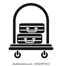 Moving trolley icon simple vector. Service storage. Vacation cart help