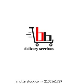 Moving trolley with letter BB template. logistic company logo. delivery service logo. editable simple logo.