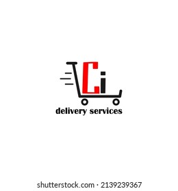 Traslado con plantilla de CI de letras. logotipo de la empresa logística. logotipo del servicio de entrega. logotipo simple editable.