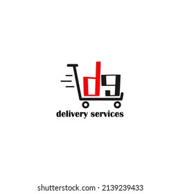 Traslado de carro con la letra plantilla DG. logotipo de la empresa logística. logotipo del servicio de entrega. logotipo simple editable.