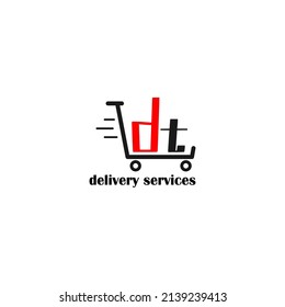 Moving trolley with letter DT template. logistic company logo. delivery service logo. editable simple logo.