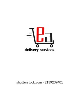 Carretera móvil con la letra plantilla EA. logotipo de la empresa logística. logotipo del servicio de entrega. logotipo simple editable.