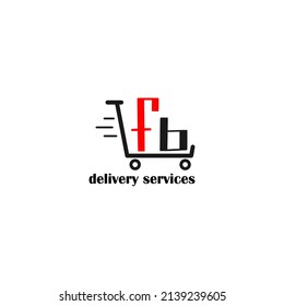 Moving trolley with letter FB template. logistic company logo. delivery service logo. editable simple logo.