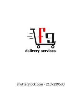 Traslado con la plantilla FG de la letra. logotipo de la empresa logística. logotipo del servicio de entrega. logotipo simple editable.