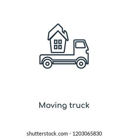 Moving truck concept line icon. Linear Moving truck concept outline symbol design. This simple element illustration can be used for web and mobile UI/UX.