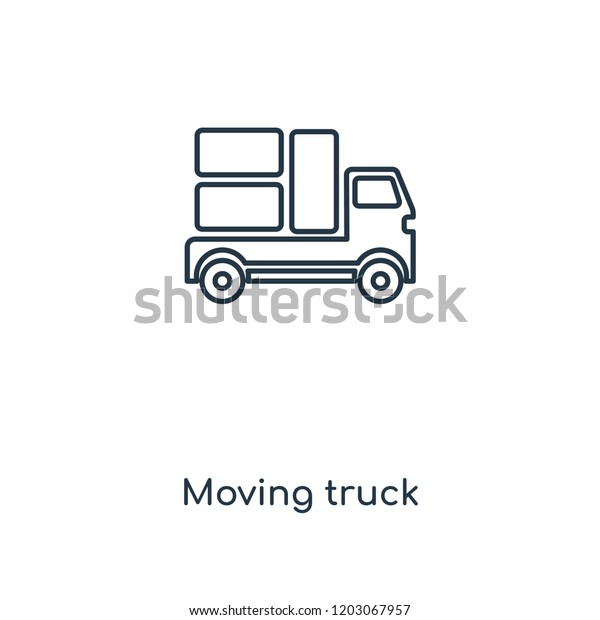 Moving truck concept line icon. Linear\
Moving truck concept outline symbol design. This simple element\
illustration can be used for web and mobile\
UI/UX.