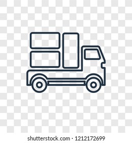Moving truck concept vector linear icon isolated on transparent background, Moving truck concept transparency concept in outline style