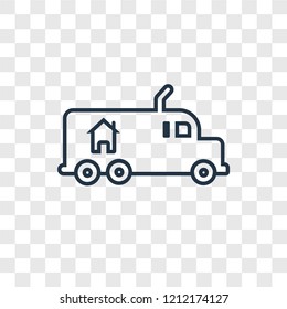Moving truck concept vector linear icon isolated on transparent background, Moving truck concept transparency concept in outline style