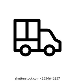 Moving truck. Editable stroke icon on white background.