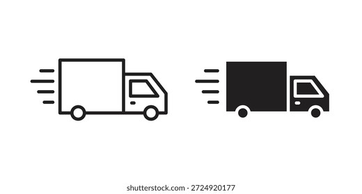 Moving truck icon flat and stroke collection for ui ux work.