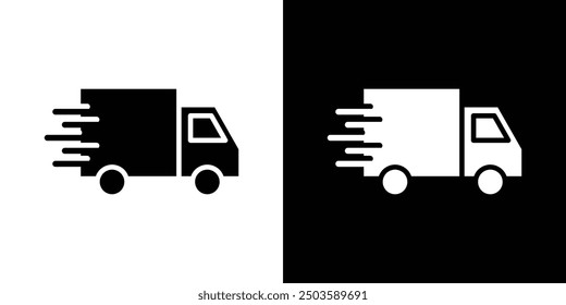 Moving truck icon Flat vector set outline