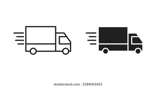 Moving truck icon set in thin line. vector illustrations for web